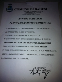 Badesi, manifestino PUC, ottobre 2011