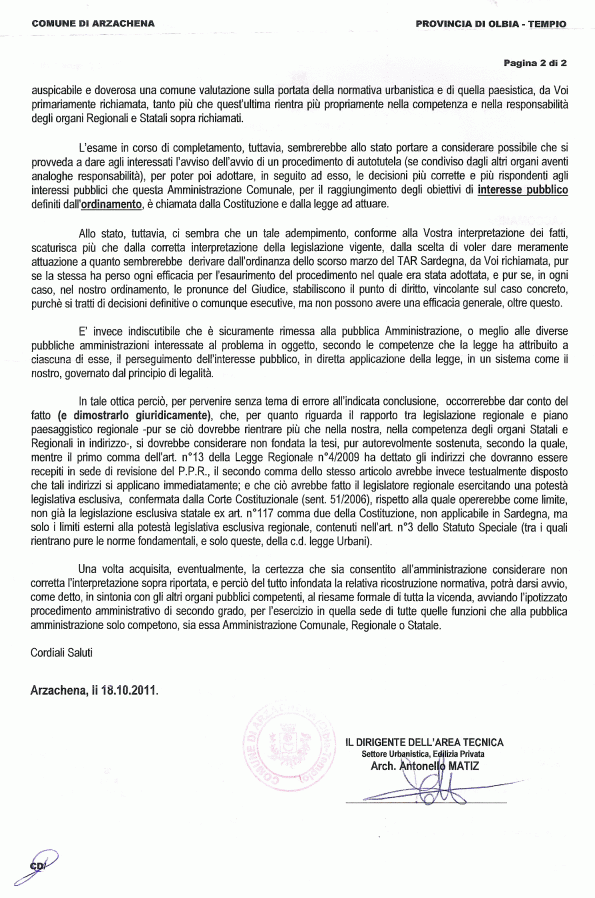 risposta Comune Arzachena su Romazzino, pagina 2