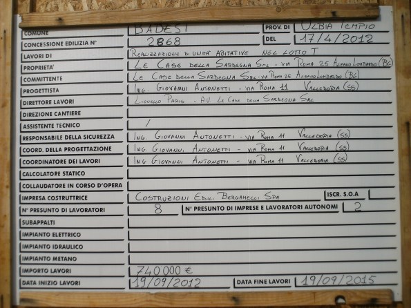 Badesi, cartello "inizio lavori", cantiere sulle dune