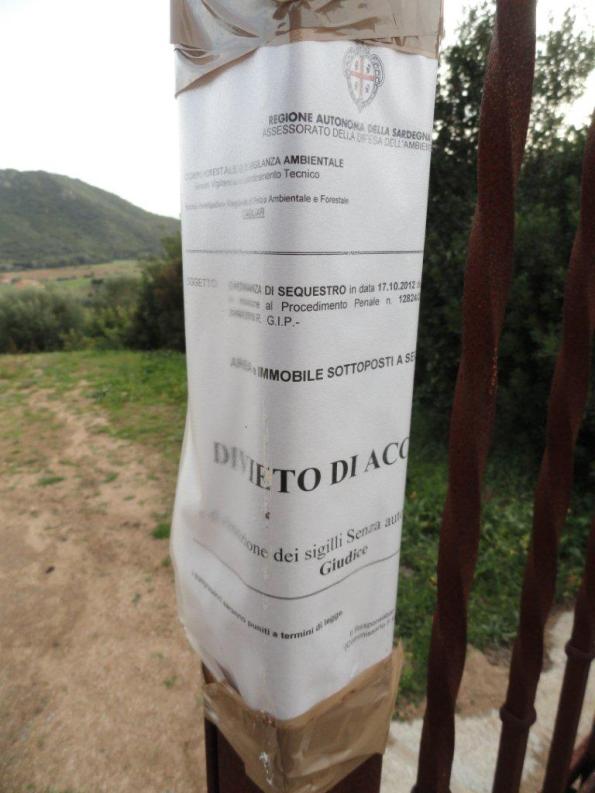 Castiadas, cartello sequestro preventivo