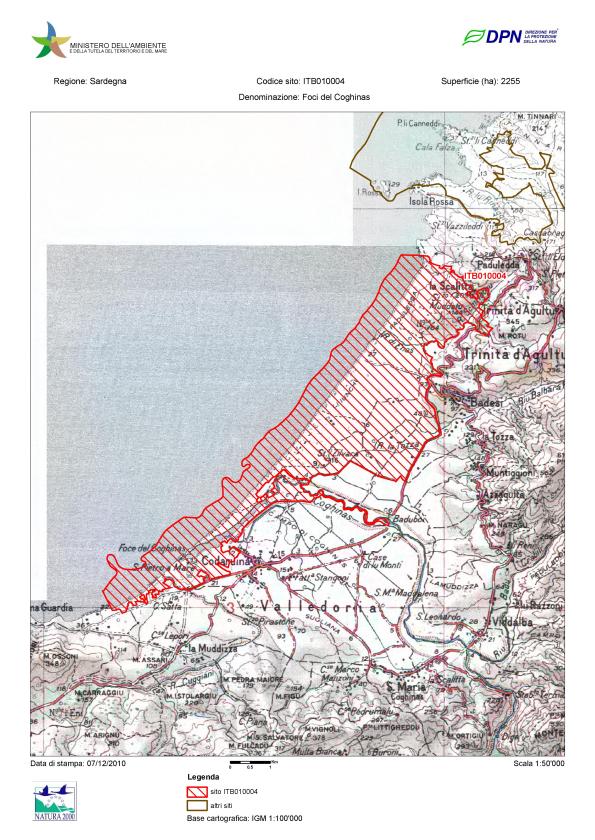 Ministero dell'ambiente, cartografia del S.I.C. "Foci del Coghinas" (ITB010004)
