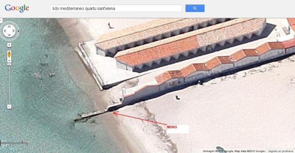 Quartu S. Elena, Poetto, recinzioni sulla spiaggia e nel mare (da Google)