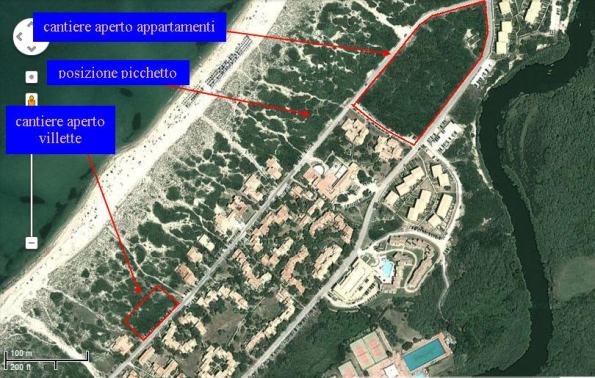 Badesi, cantieri edilizi aperti e picchetto da cantiere, posizioni