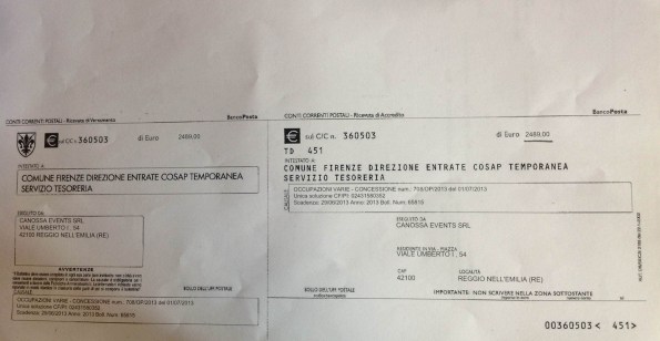 importo occupazione temporanea suolo pubblico Ponte Vecchio