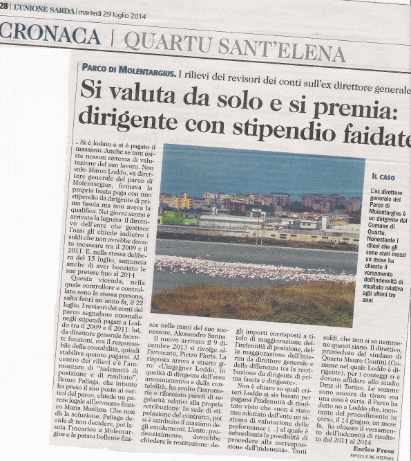 L'Unione Sarda, 29 luglio 2014