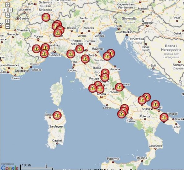 Italia, siti di stoccaggio di armi chimiche