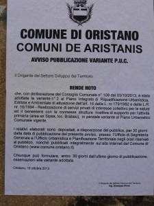Oristano, avviso al pubblico