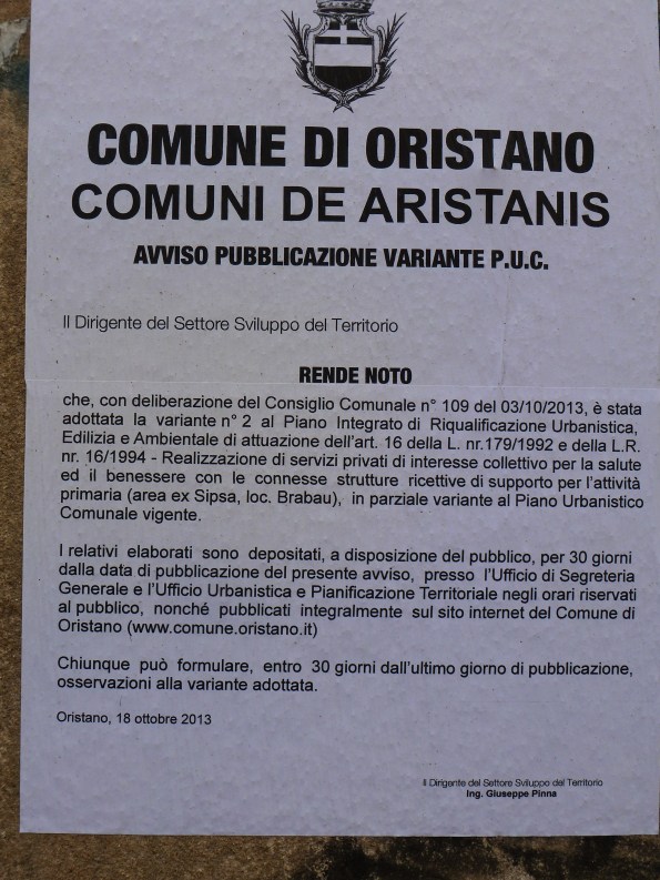 Oristano, avviso al pubblico
