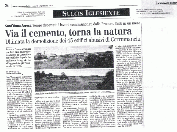 L'Unione Sarda, 10 gennaio 2014