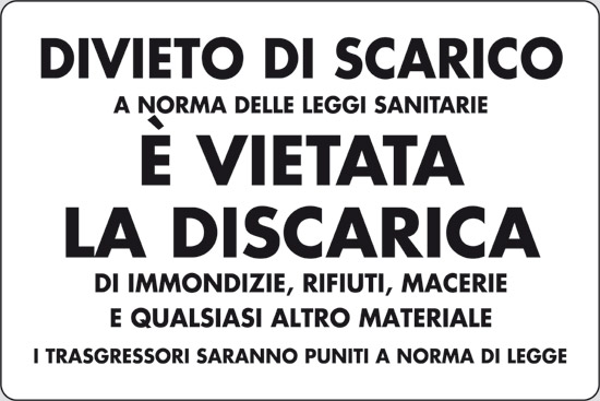 cartello divieto di discarica