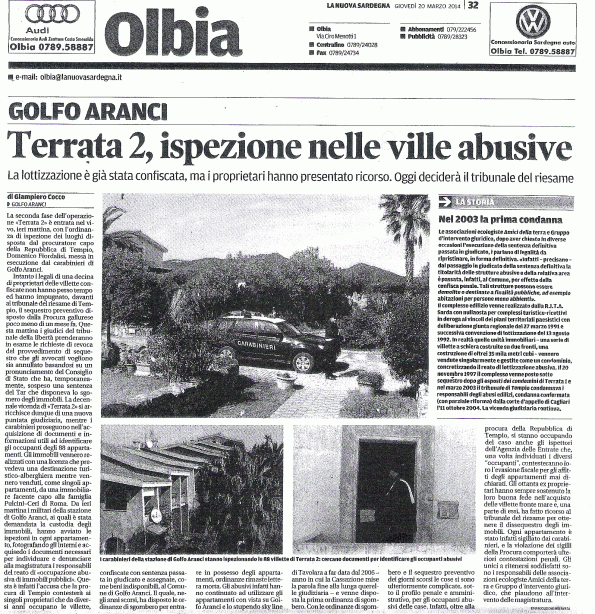 La Nuova Sardegna, 20 marzo 2014, Terrata 2