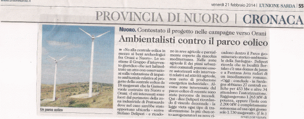 L'Unione Sarda, 21 febbraio 2014