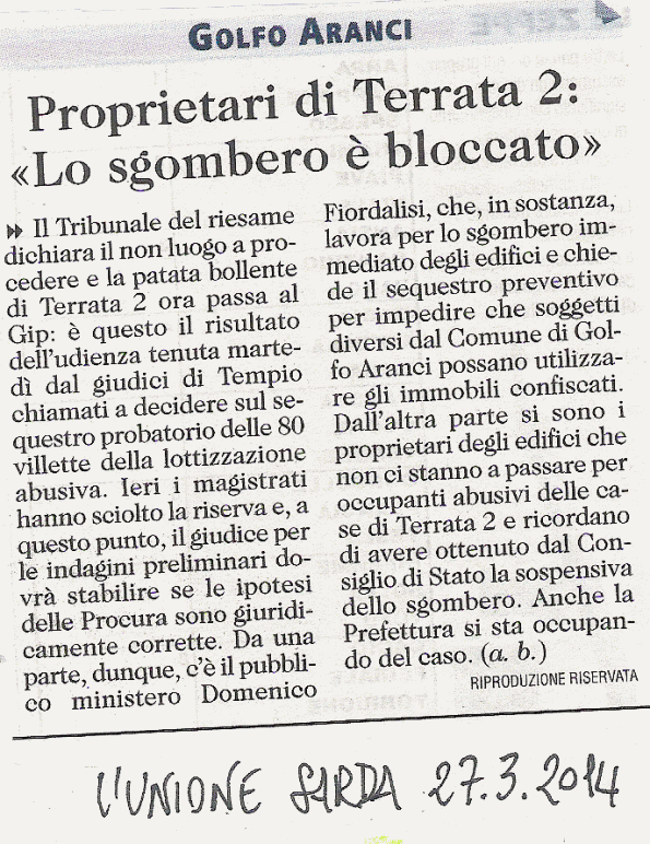 L'Unione Sarda, 27 marzo 2014