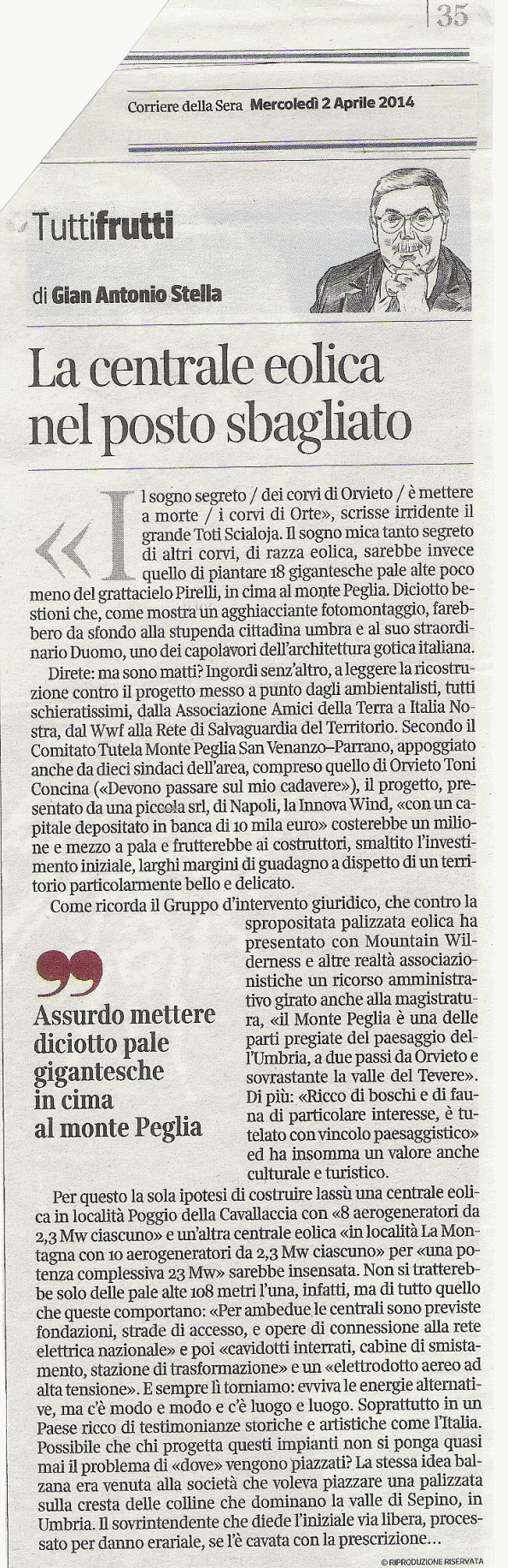 Il Corriere della Sera, 2 aprile 2014