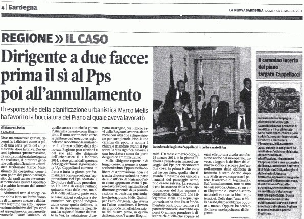 La Nuova Sardegna, 12 maggio 2014
