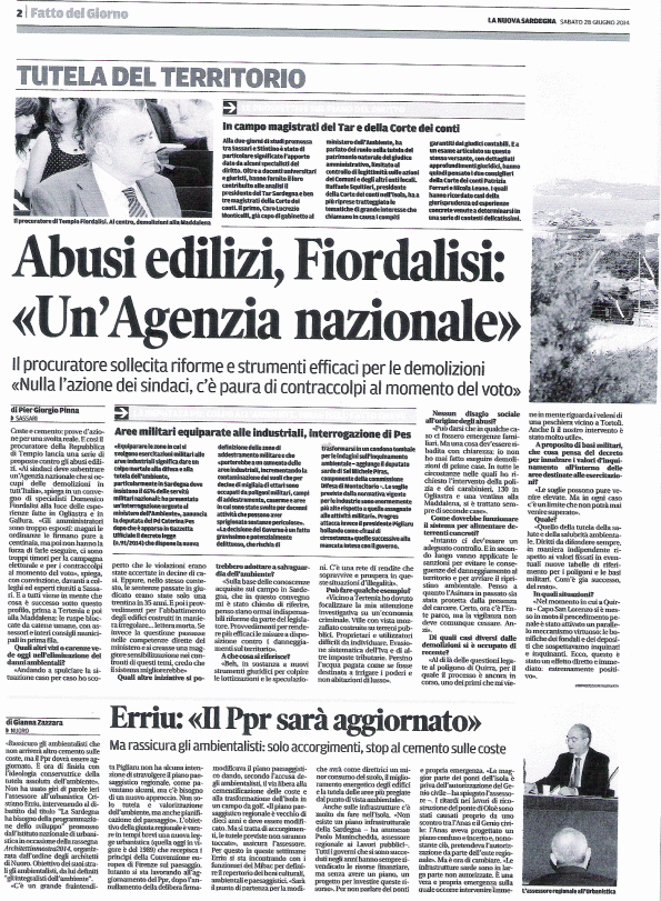 La Nuova Sardegna, 28 giugno 2014, 1