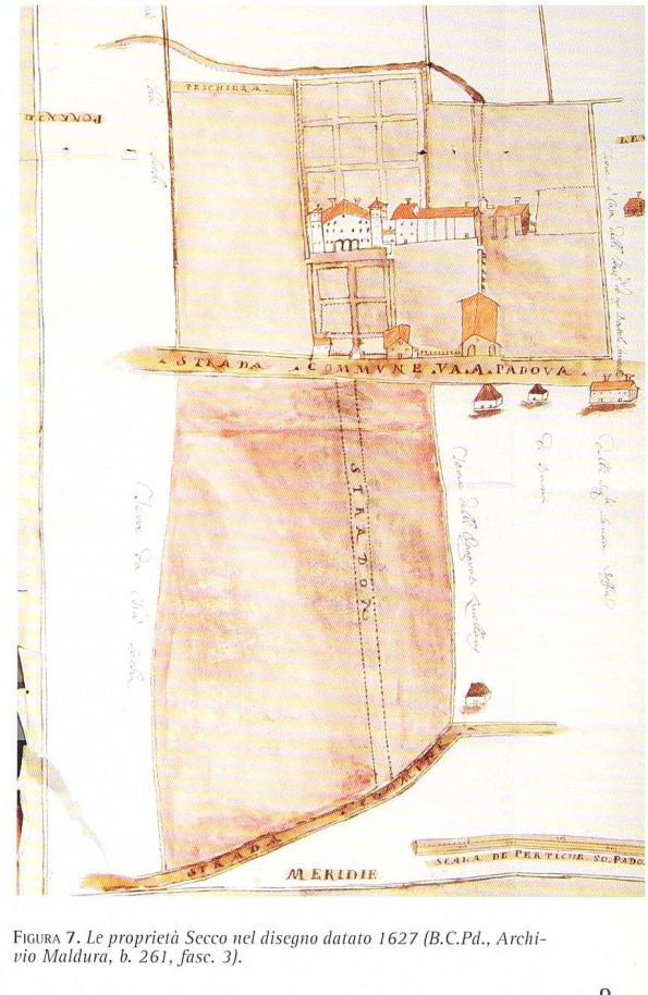 Abano Terme, Villa comunale Bassi Rathgeb, mappa storica (in "Il Palazzo dominicale in Abbano - tra terme e campagna: la villa comunale Bassi Rathgeb ex Zasio, già Dondi Orologio e Secco", Museo Civico di Abano Terme)