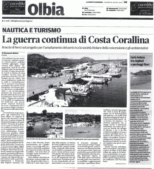 La Nuova Sardegna, 28 agosto 2014