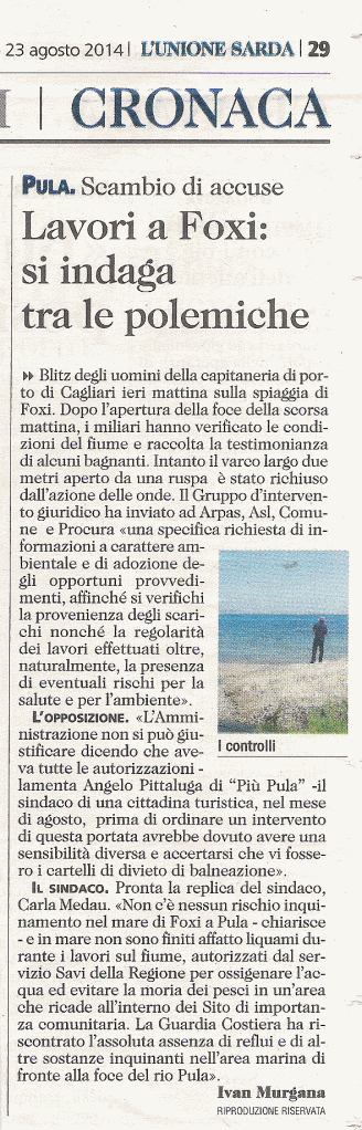 L'Unione Sarda, 23 agosto 2014