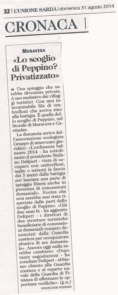 L'Unione Sarda, 31 agosto 2014
