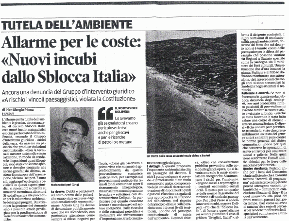 La Nuova Sardegna, 22 settembre 2014