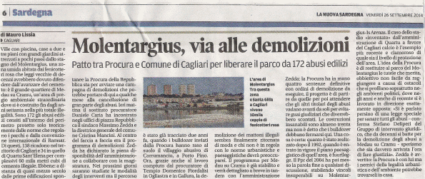La Nuova Sardegna, 26 settembre 2014