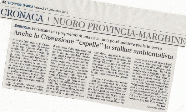 L'Unione Sarda, 11 settembre 2014