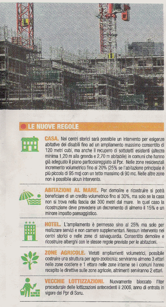 La Nuova Sardegna, 12 ottobre 2014, schema d.d.l. urbanistica