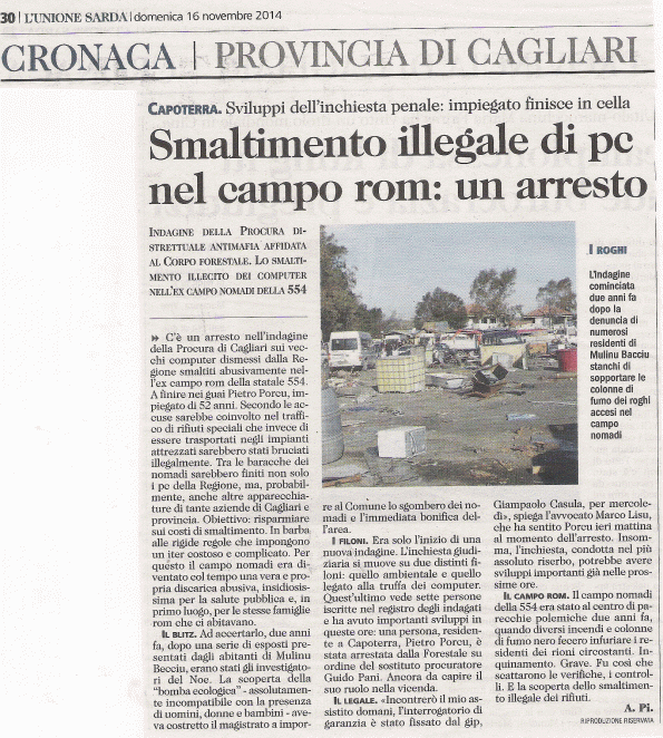 L'Unione Sarda, 16 novembre 2014