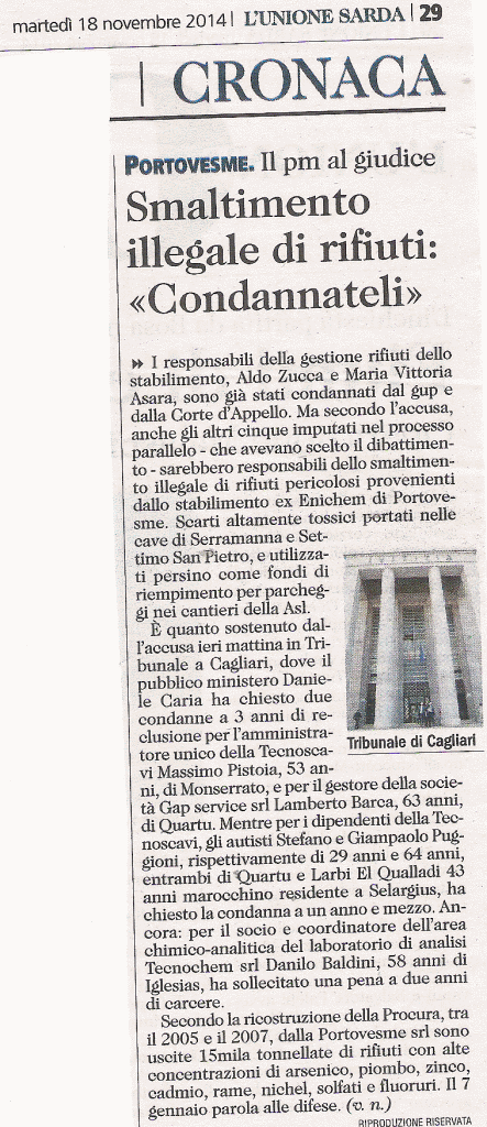 L'Unione Sarda, 18 novembre 2014