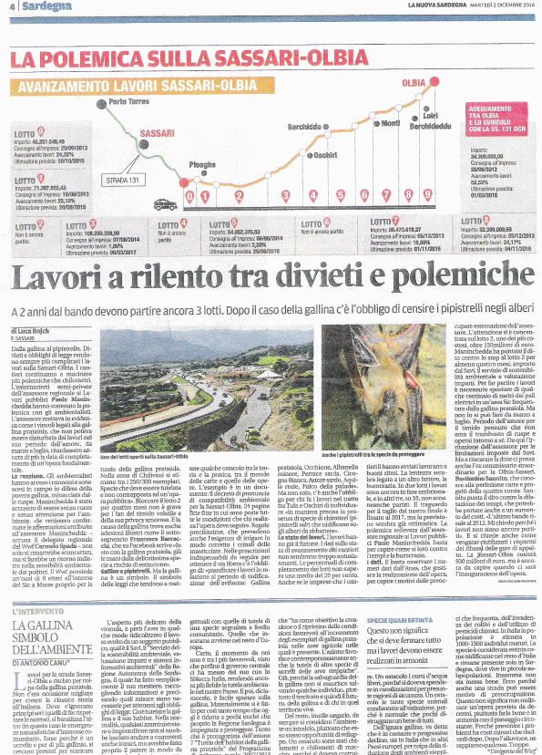 La Nuova Sardegna, 2 dicembre 2014