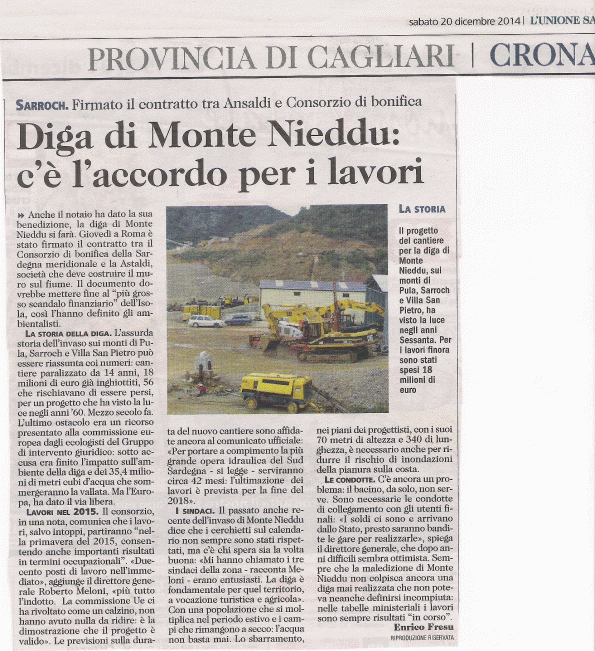 L'Unione Sarda, 20 dicembre 2014