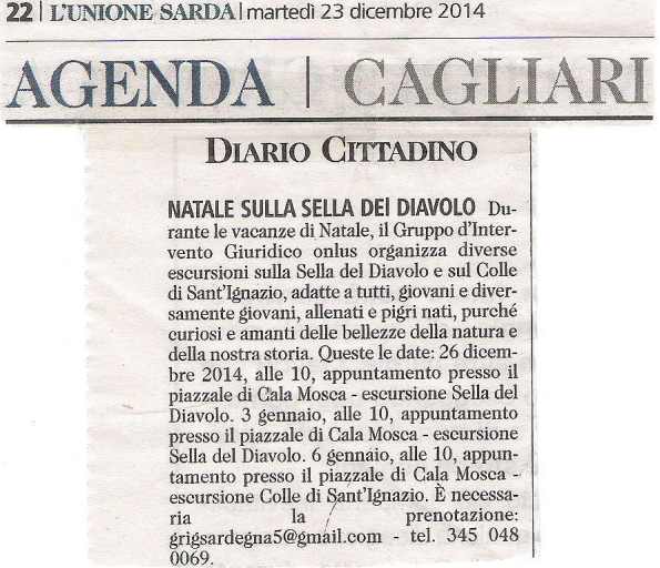 L'Unione Sarda, 23 dicembre 2014