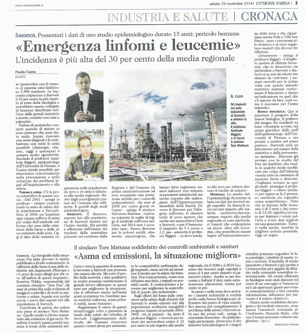 L'Unione Sarda, 29 novembre 2014