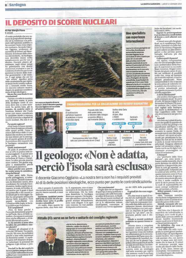 La Nuova Sardegna, 12 gennaio 2015