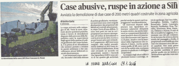 La Nuova Sardegna, 29 gennaio 2015