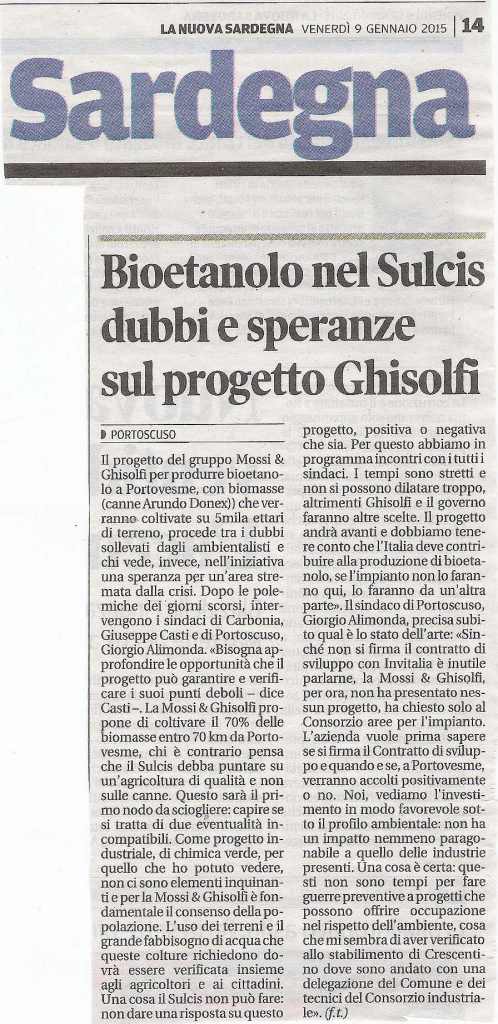 La Nuova Sardegna, 9 gennaio 2015