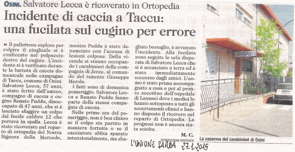 L'Unione Sarda, 27 gennaio 2015