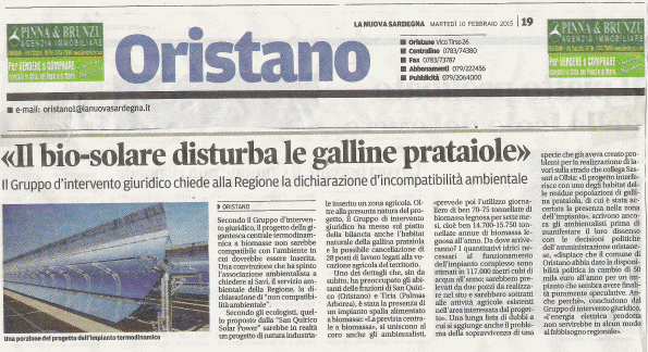 La Nuova Sardegna, 10 febbraio 2015