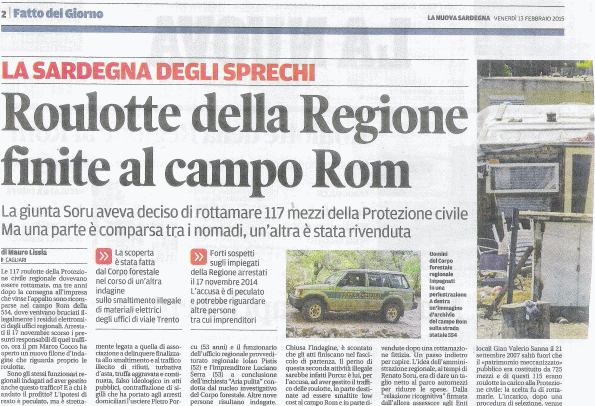 La Nuova Sardegna, 13 febbraio 2015, 1