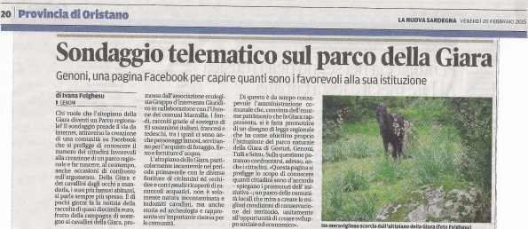 La Nuova Sardegna, 20 febbraio 2015
