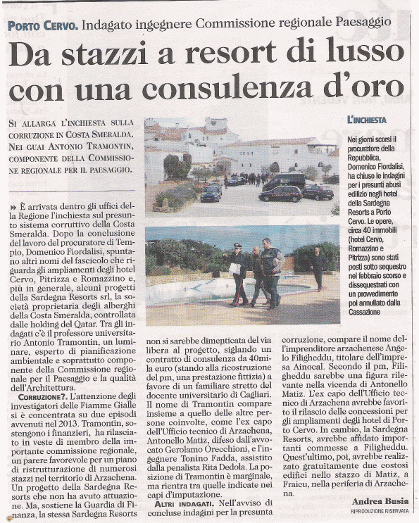 da L'Unione Sarda, 3 novembre 2015