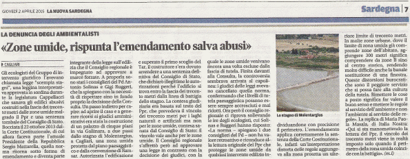 La Nuova Sardegna, 2 aprile 2015