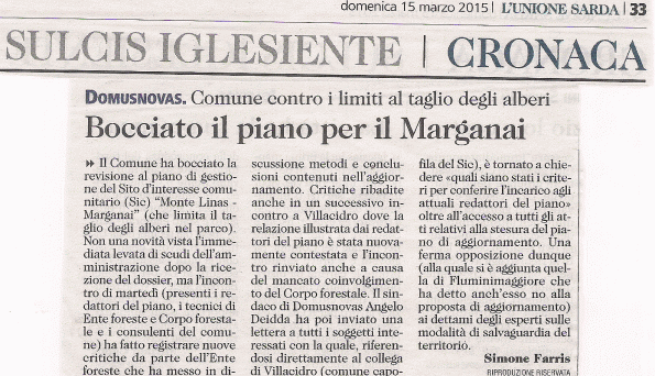 L'Unione Sarda, 15 marzo 2015