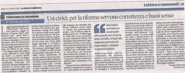 La Nuova Sardegna, 4 aprile 2015
