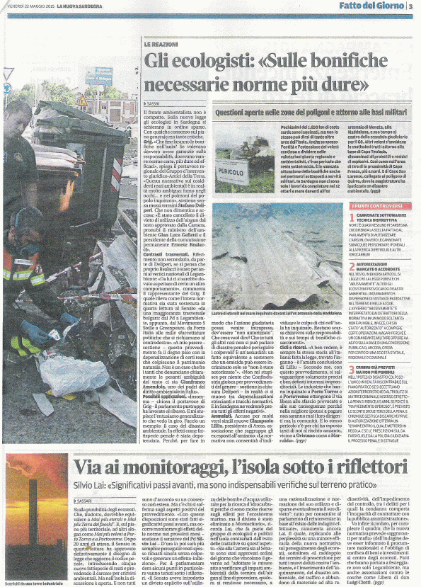 La Nuova Sardegna, 22 maggio 2015, ecoreati, 2