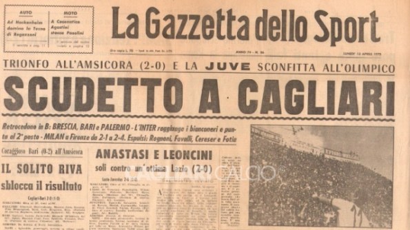 La Gazzetta dello Sport, Lo scudetto a Cagliari, 1970