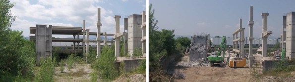 Marano Vicentino, Viale Europa, "eco-mostro" in corso di demolizione (giugno 2015)