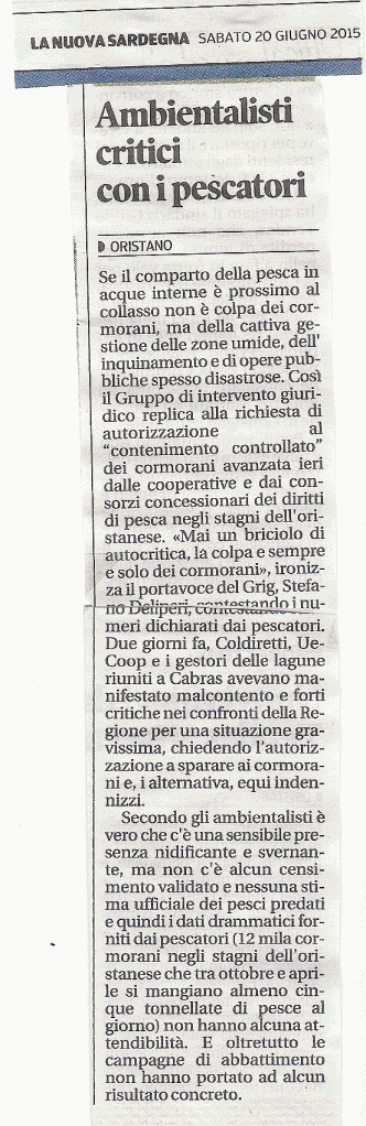 La Nuova Sardegna, 20 giugno 2015