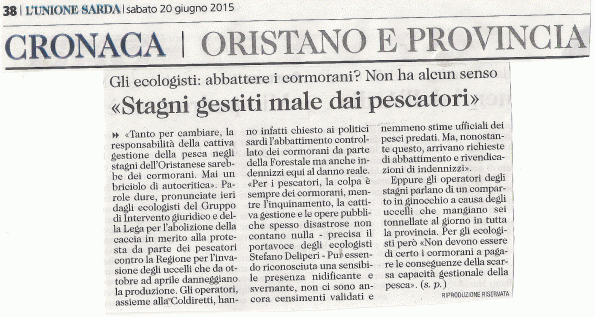 L'Unione Sarda, 20 giugno 2015